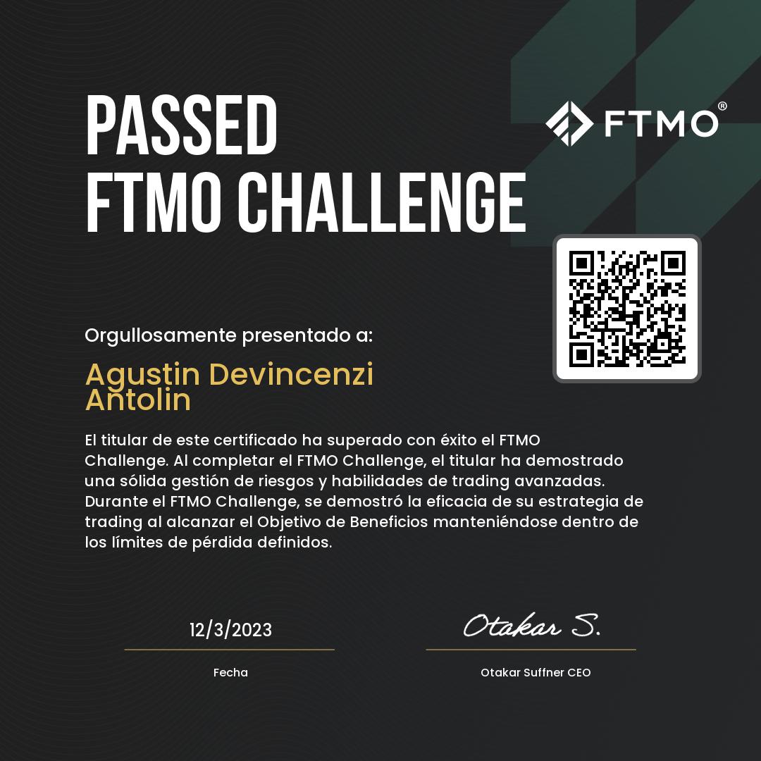 FTMO Challenge superado — 12/03/2023