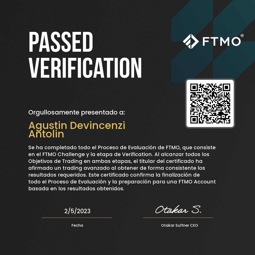 FTMO Verification superada — 02/05/2023