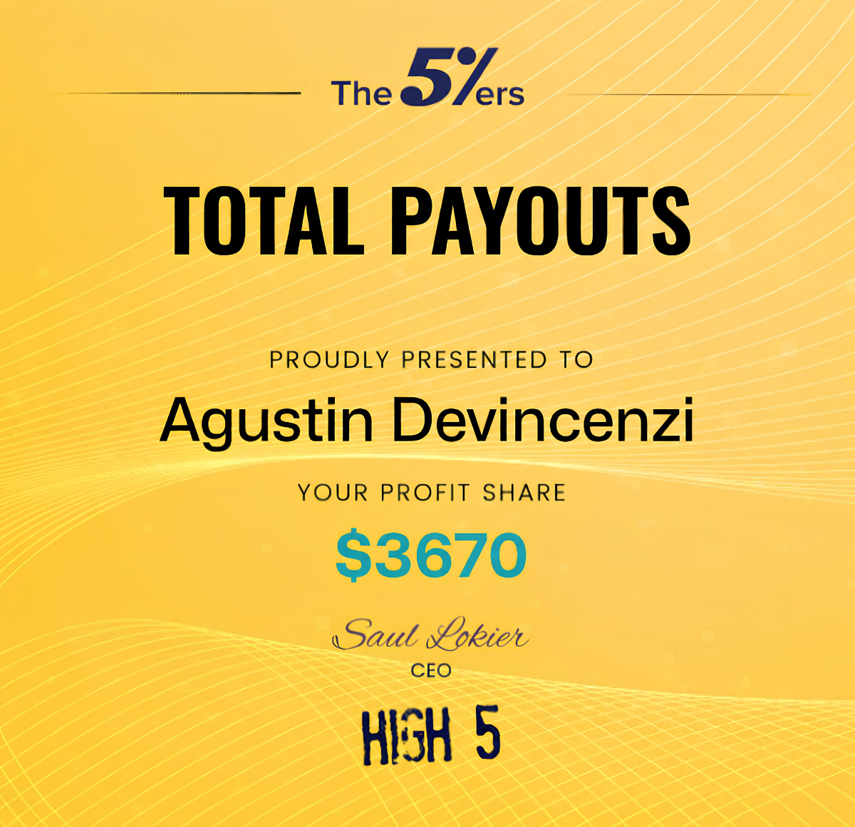 Total Payouts — The 5%ers · $3,670