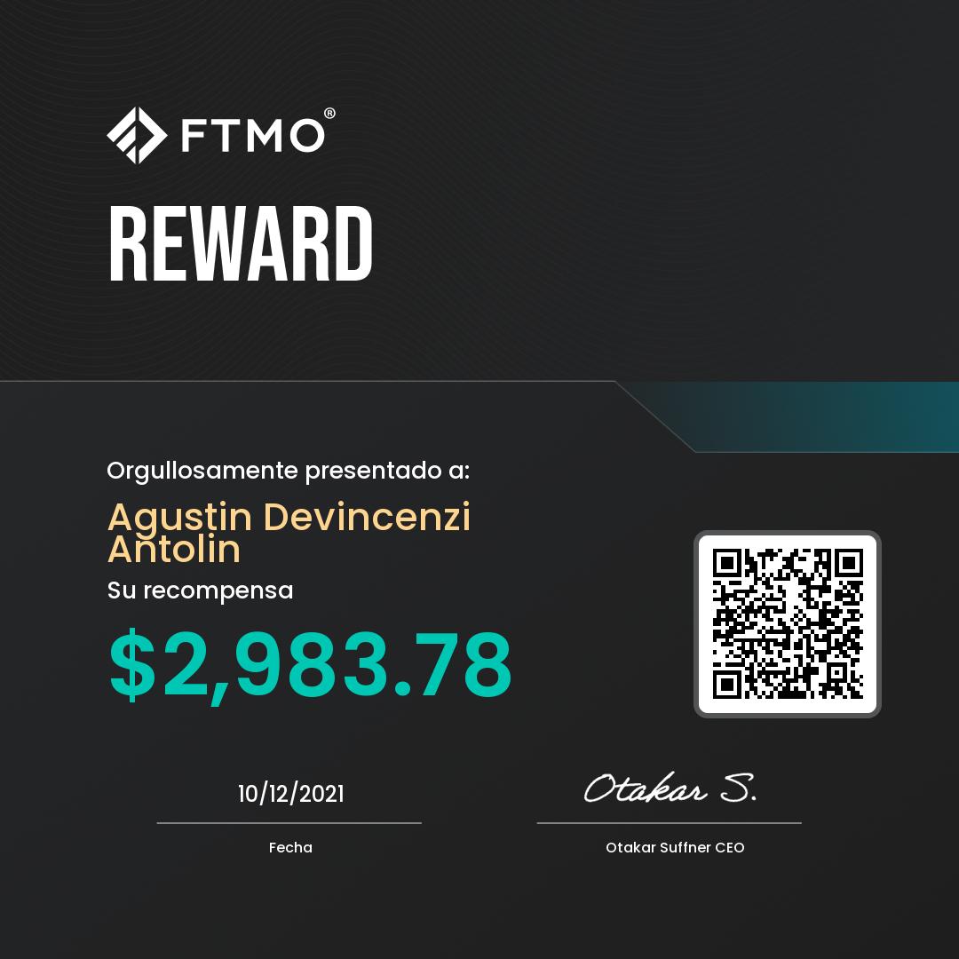 FTMO Reward - Profit Split $2,983.78