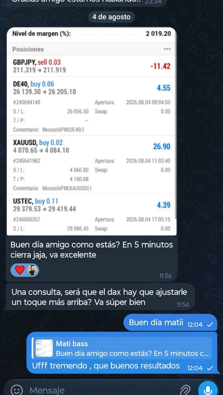 Conversación de la comunidad con capturas de resultados de operaciones